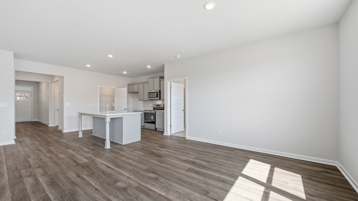 kitchen and family room