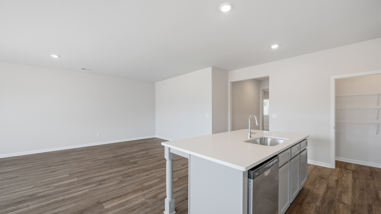 kitchen and family room