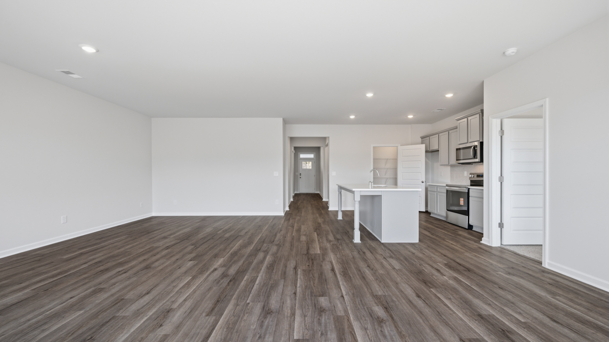 family room and kitchen