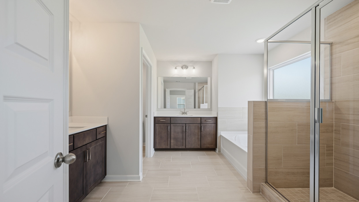 primary bathroom with walk-in shower
