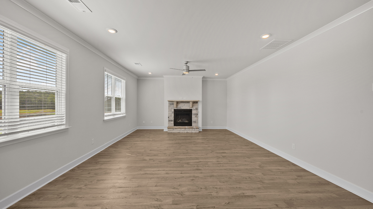 family room with fireplace