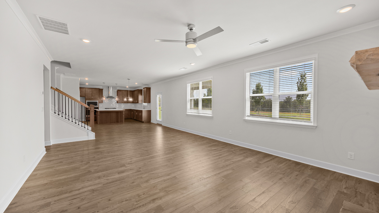 family room with fireplace
