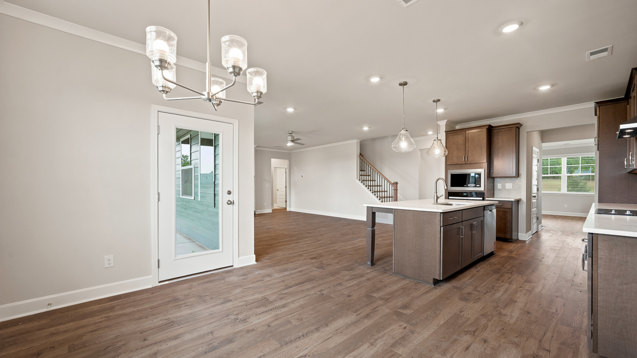 family room and kitchen