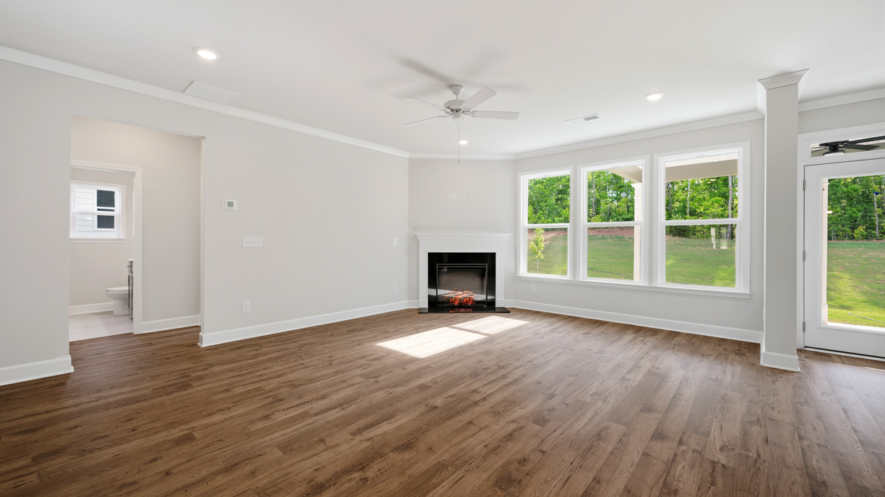 angled living room with abundance of natural light