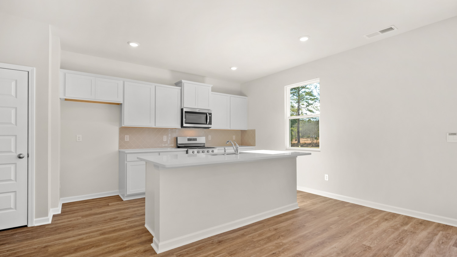 angled kitchen with center island
