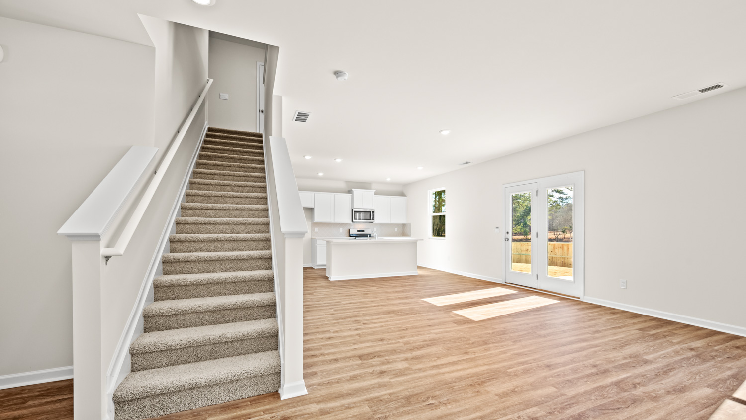 living room and stairs