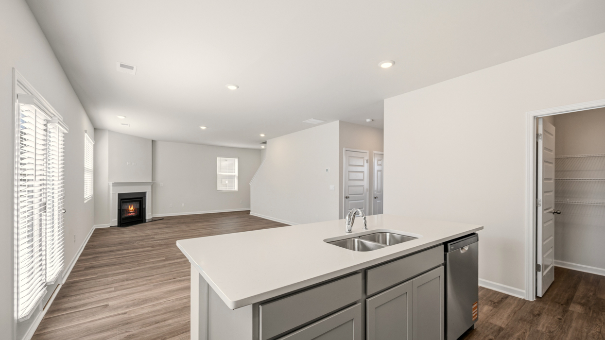 angled family room from kitchen