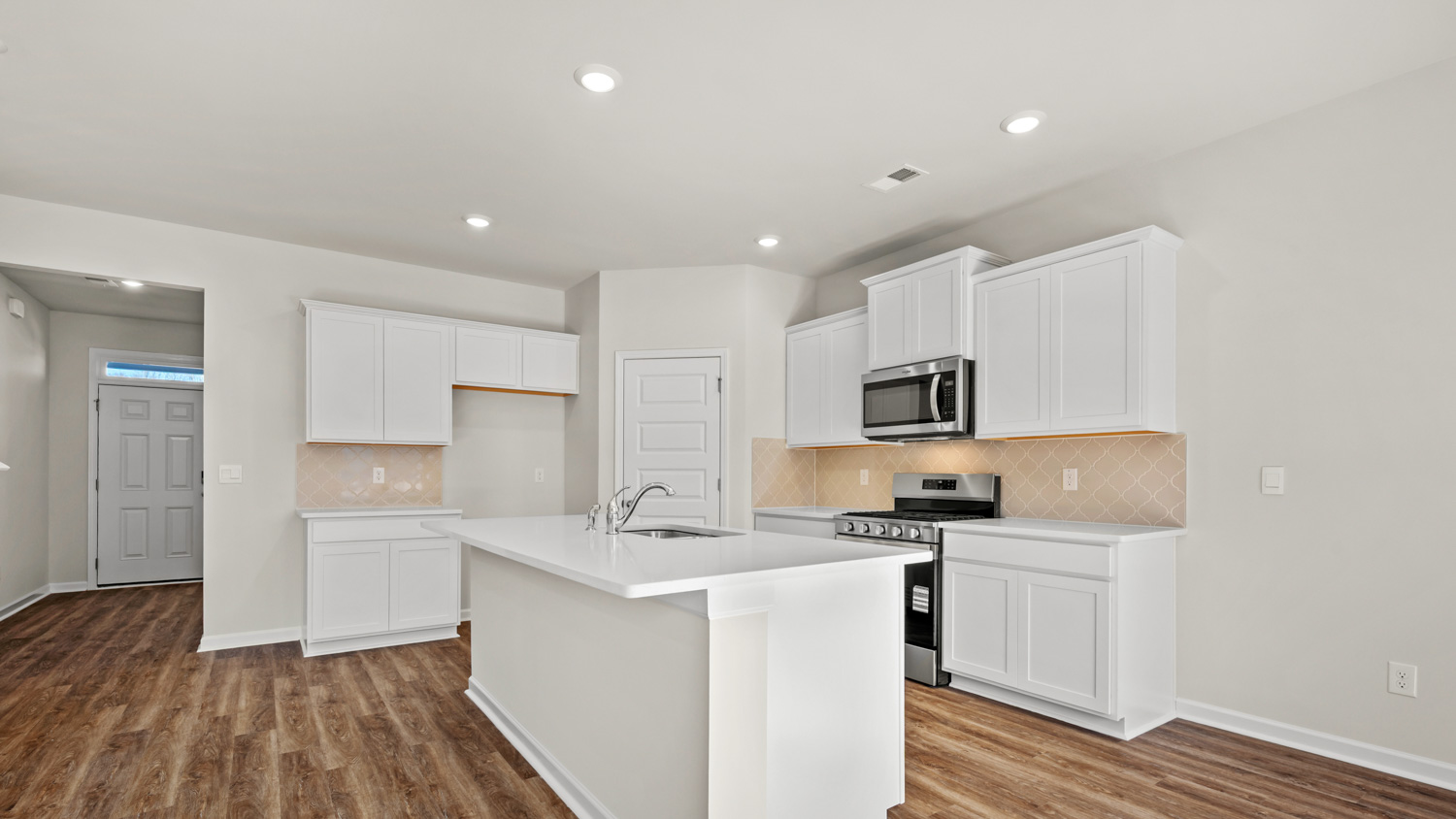 angled kitchen from dining room