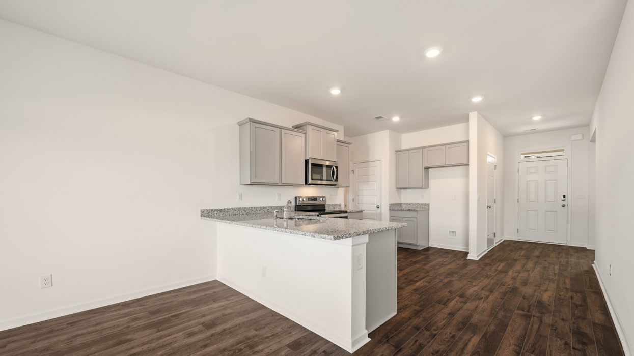 kitchen with spacious gray cabinets