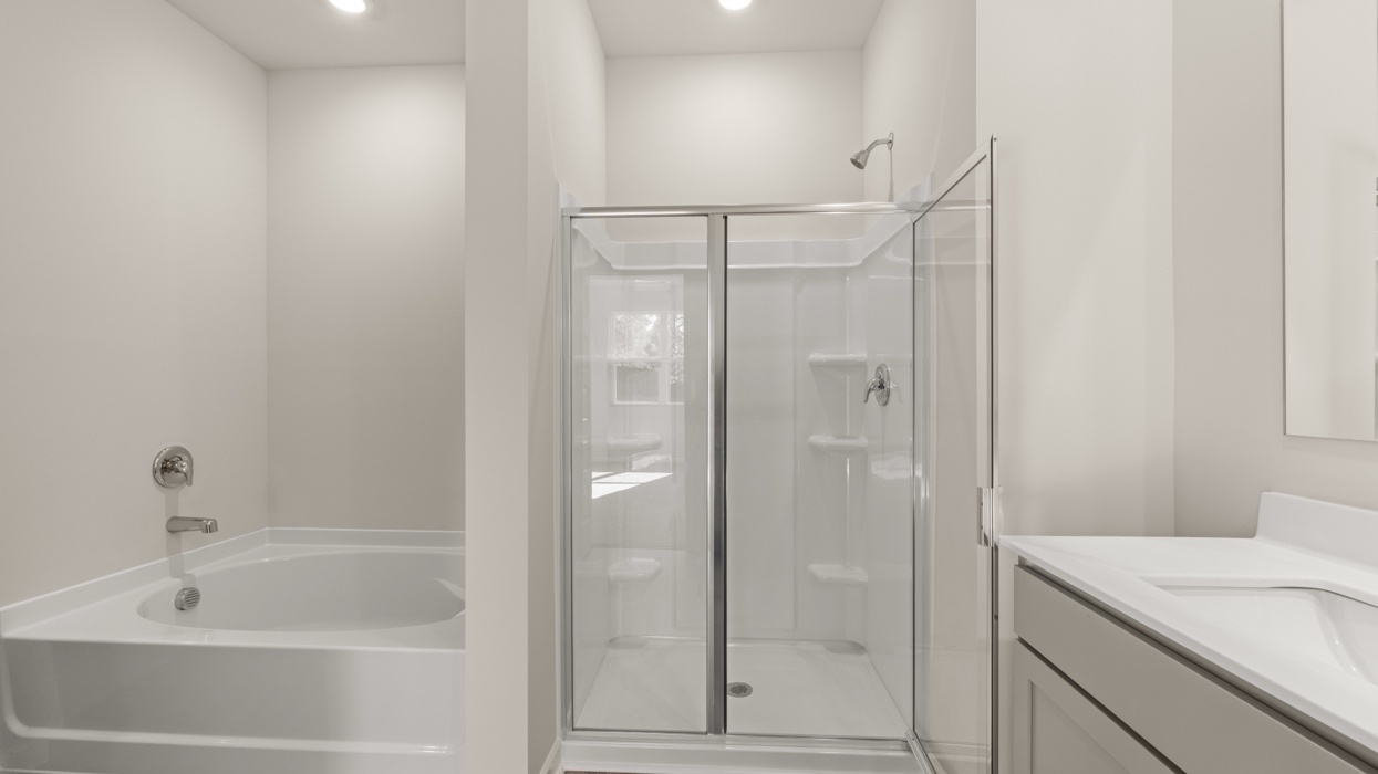 primary bathroom with stand-up shower and