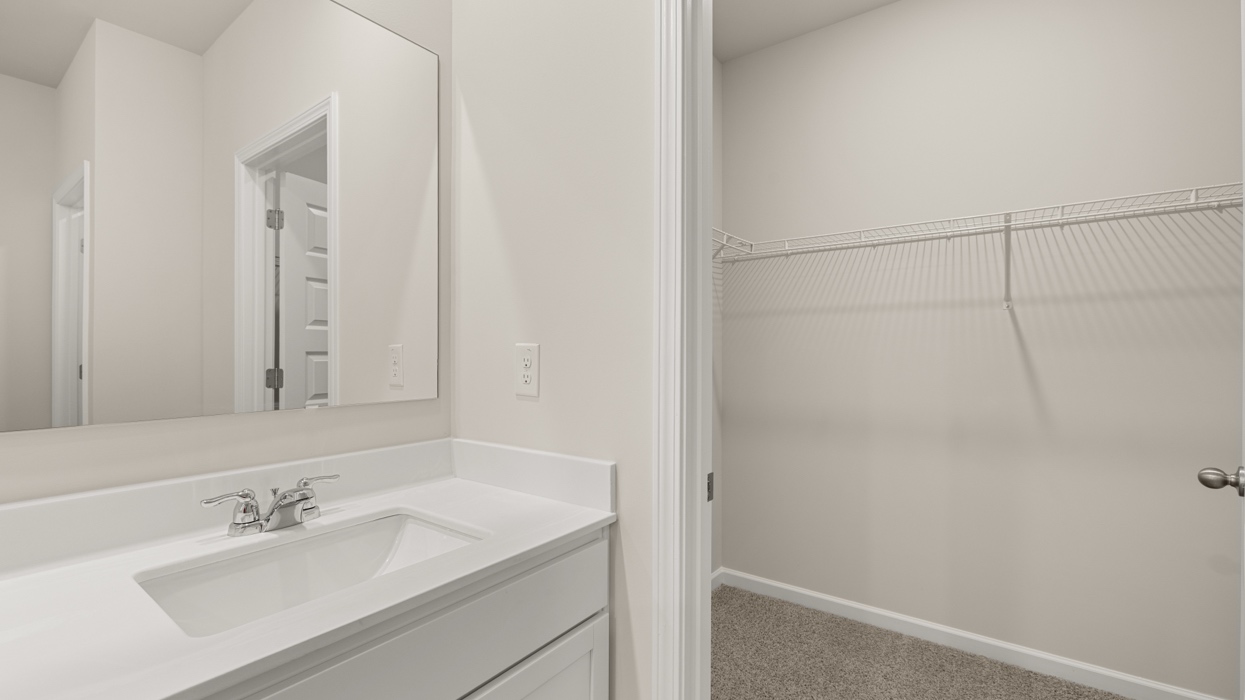 primary bathroom with walk-in closet