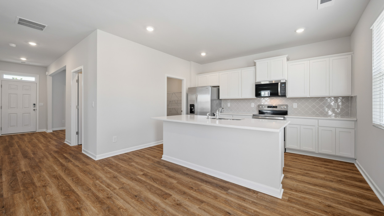 angled kitchen with large center island