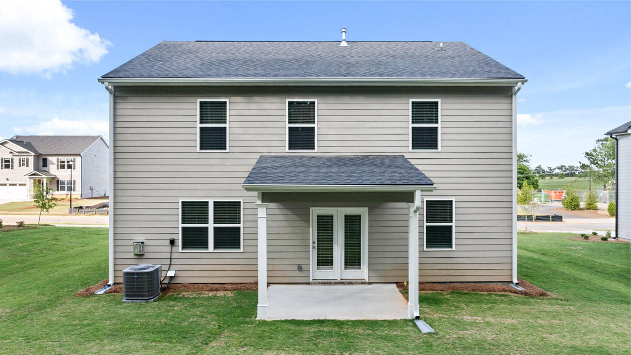 single family two story home rear