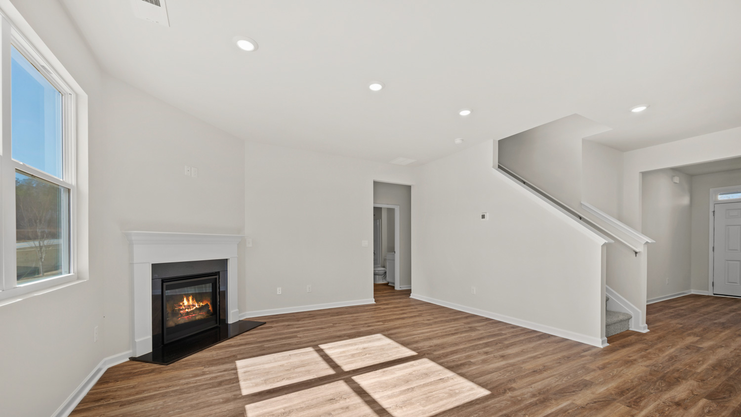 angled living room with natural light