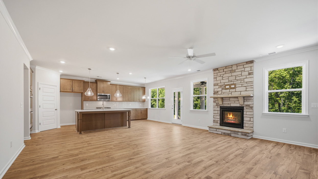 family room and kitchen