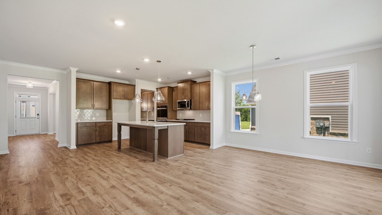 family room and kitchen