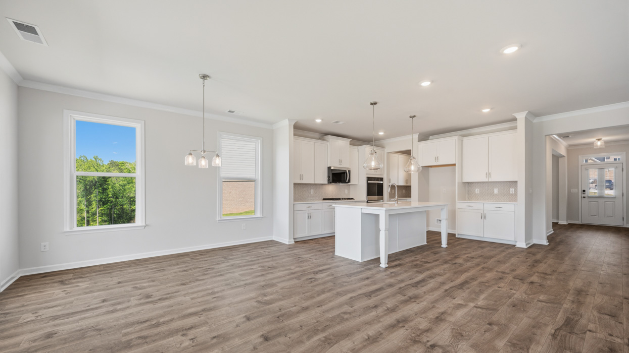 family room and kitchen