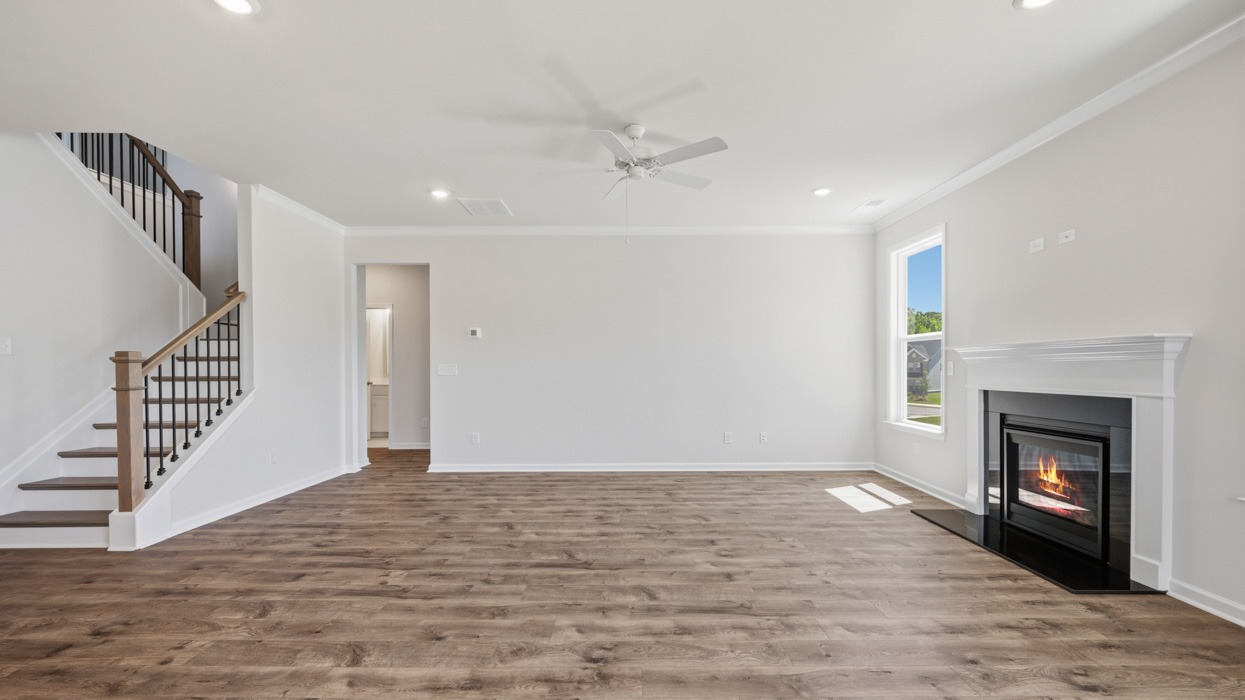 family room with fireplace