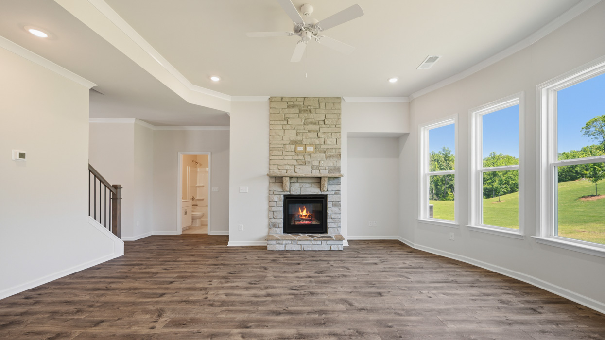 family room with fireplace