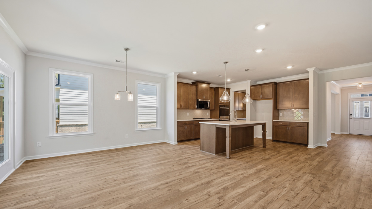 angled casual dining room with natural light