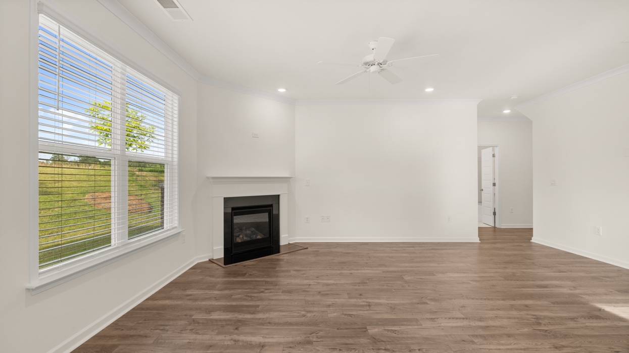 gathering room with fireplace and natural ight