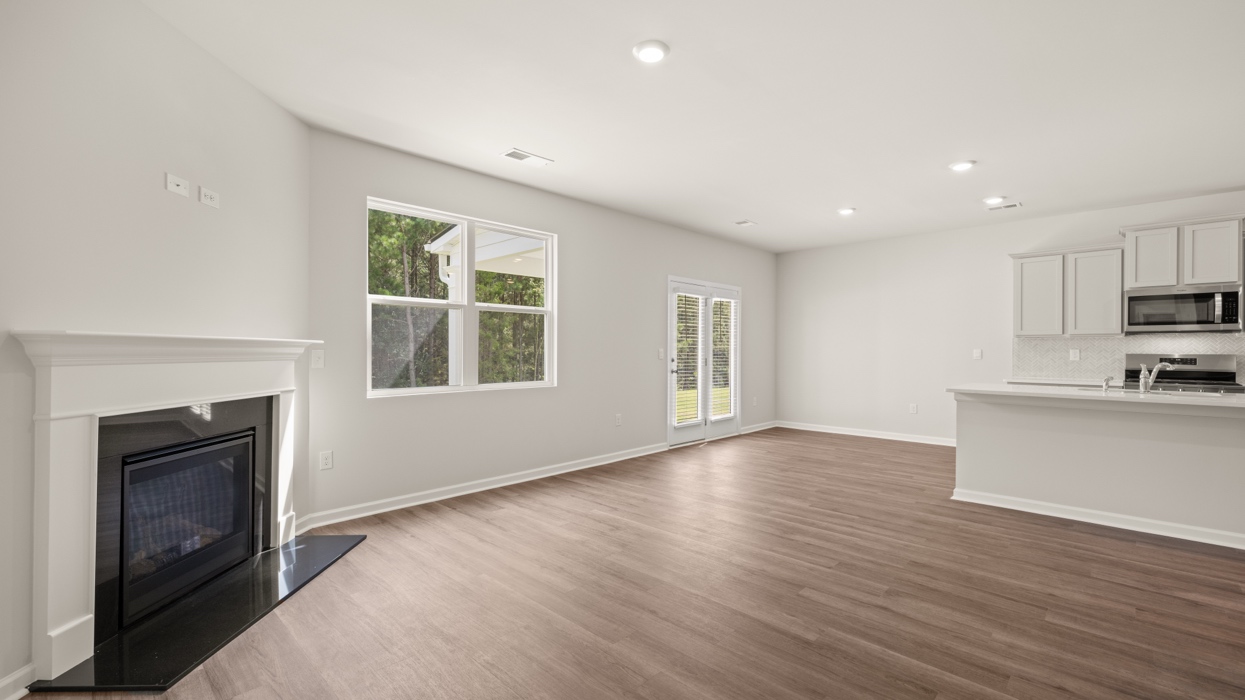 breakfast room from living room with natural light
