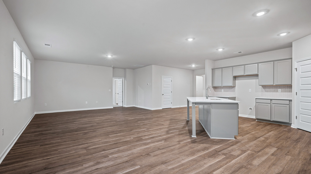 angled living room and kitchen