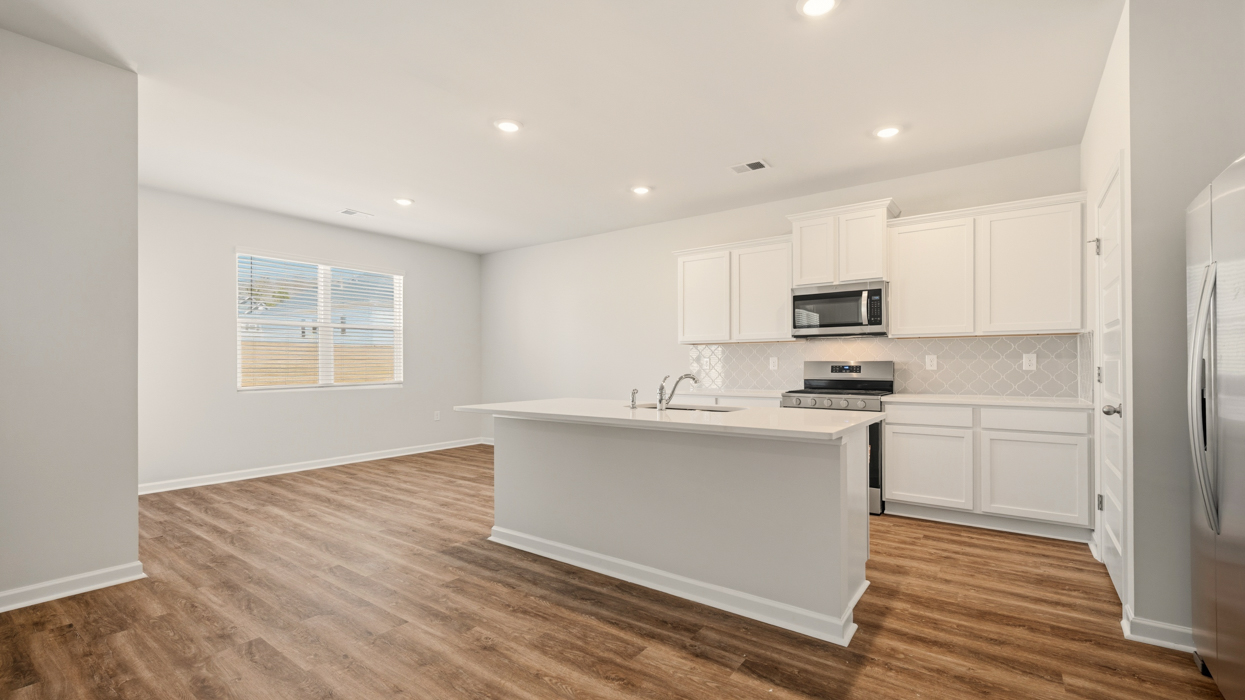 angled kitchen with large center island