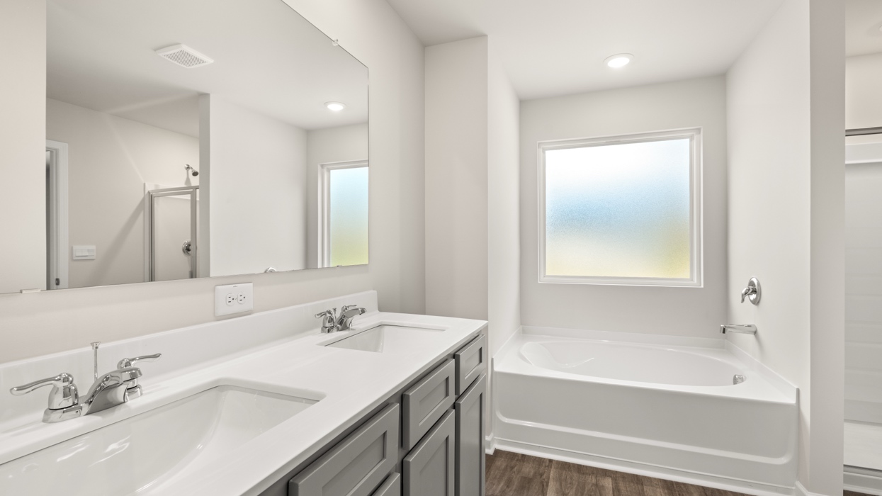 primar bathroom with dual sinks