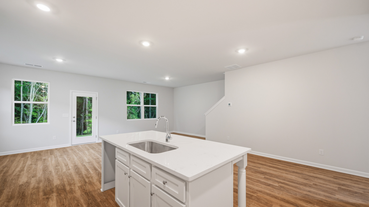 kitchen and family room