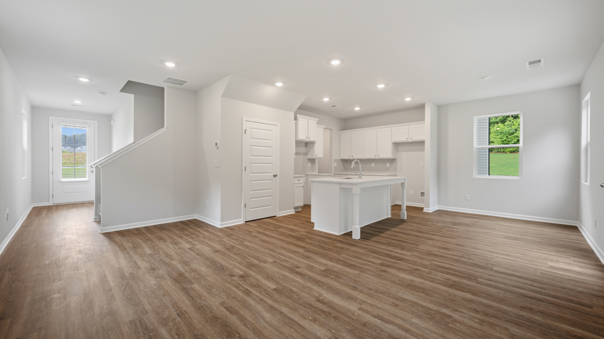 angled living room and kitchen