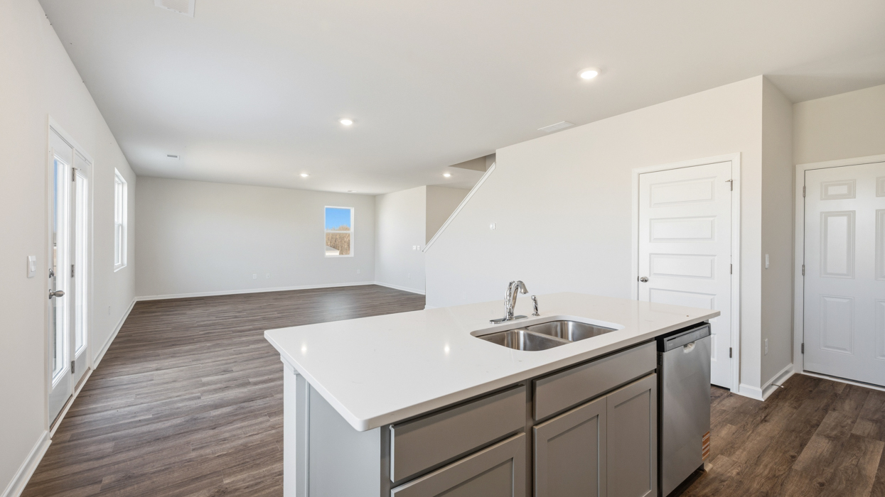 Kitchen with island sink cabinets