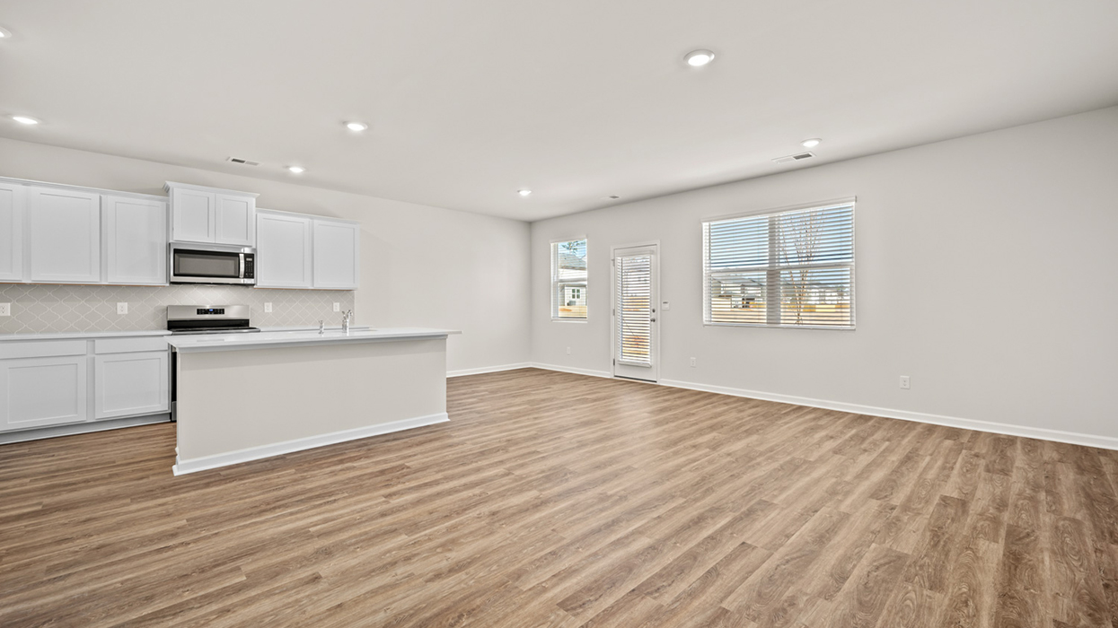 living area open to kitchen