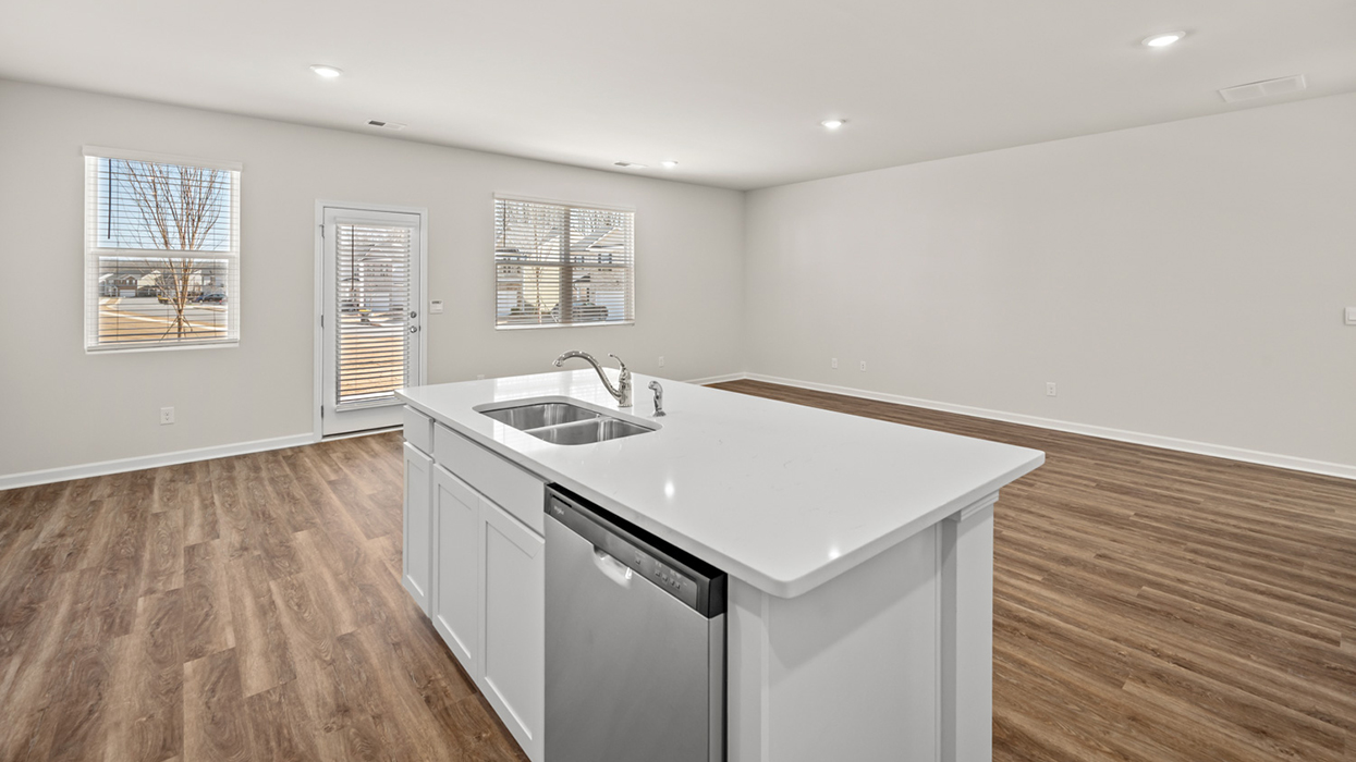 Kitchen island with quartz countertops