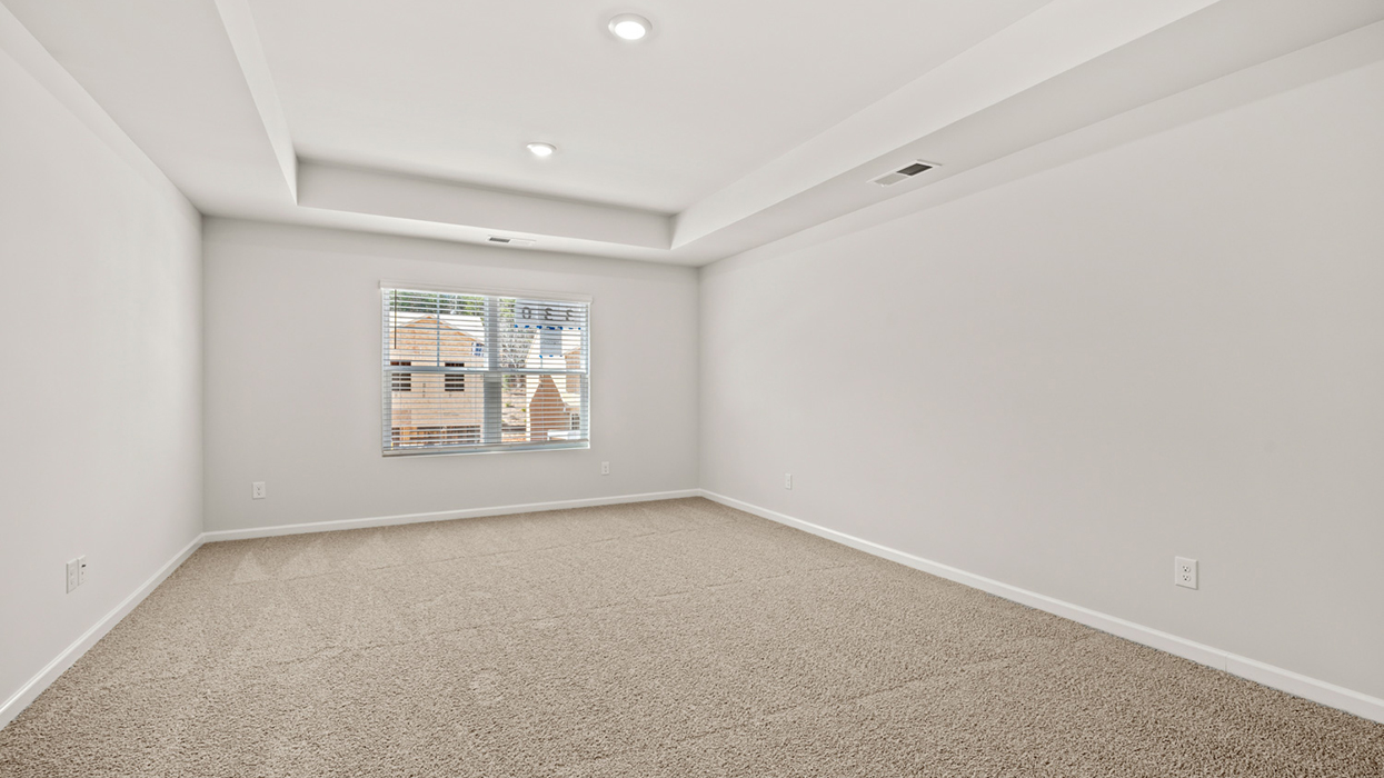 primary bedroom with tray ceiling