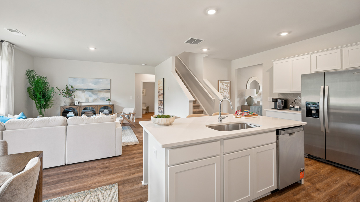 kitchen and living room