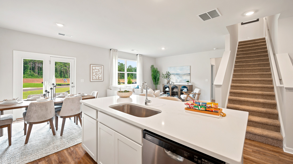 kitchen and living room