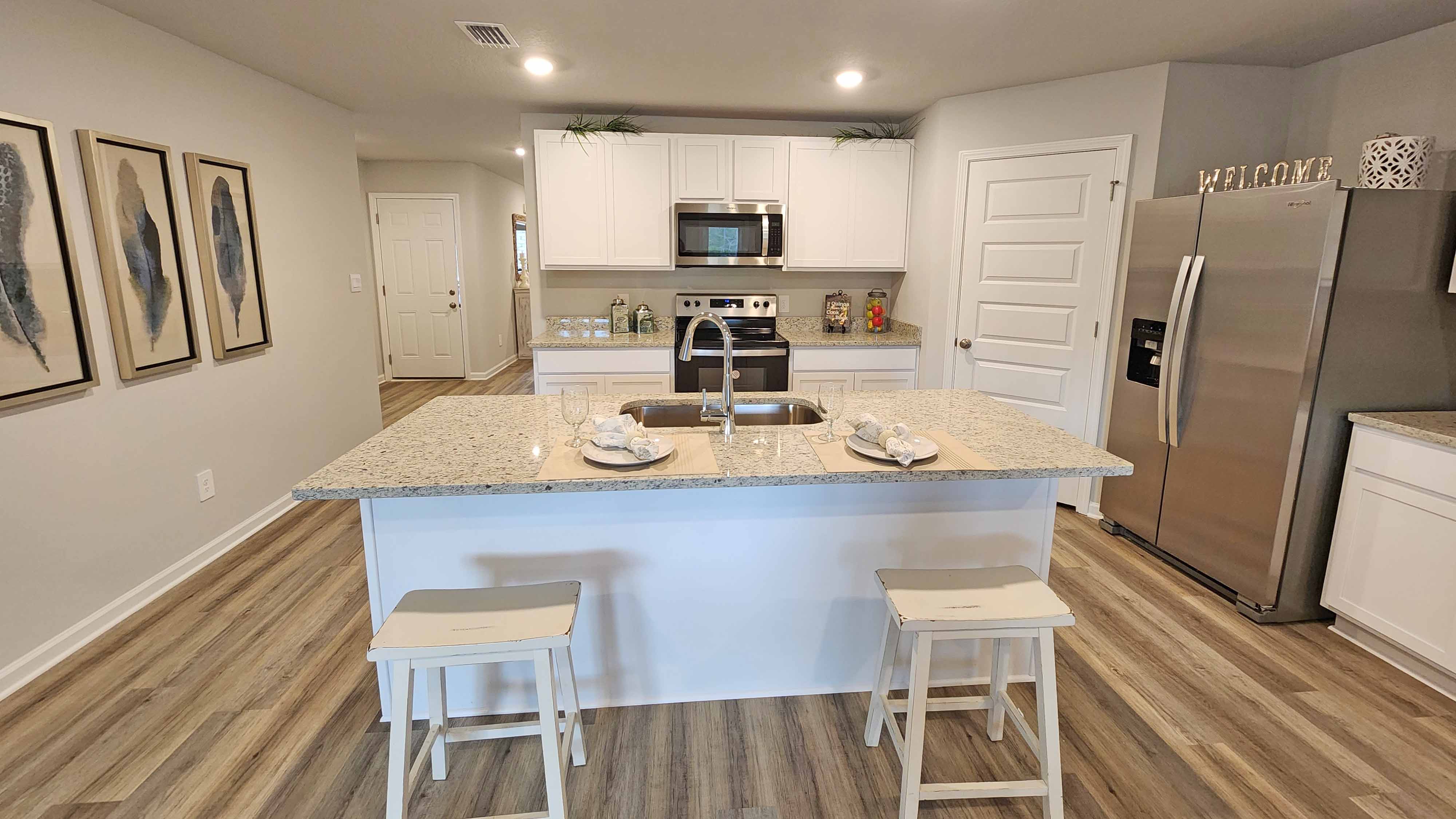 Stand alone kitchen island inside the Cali
