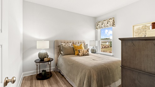 Guest bedroom with neutral colors.