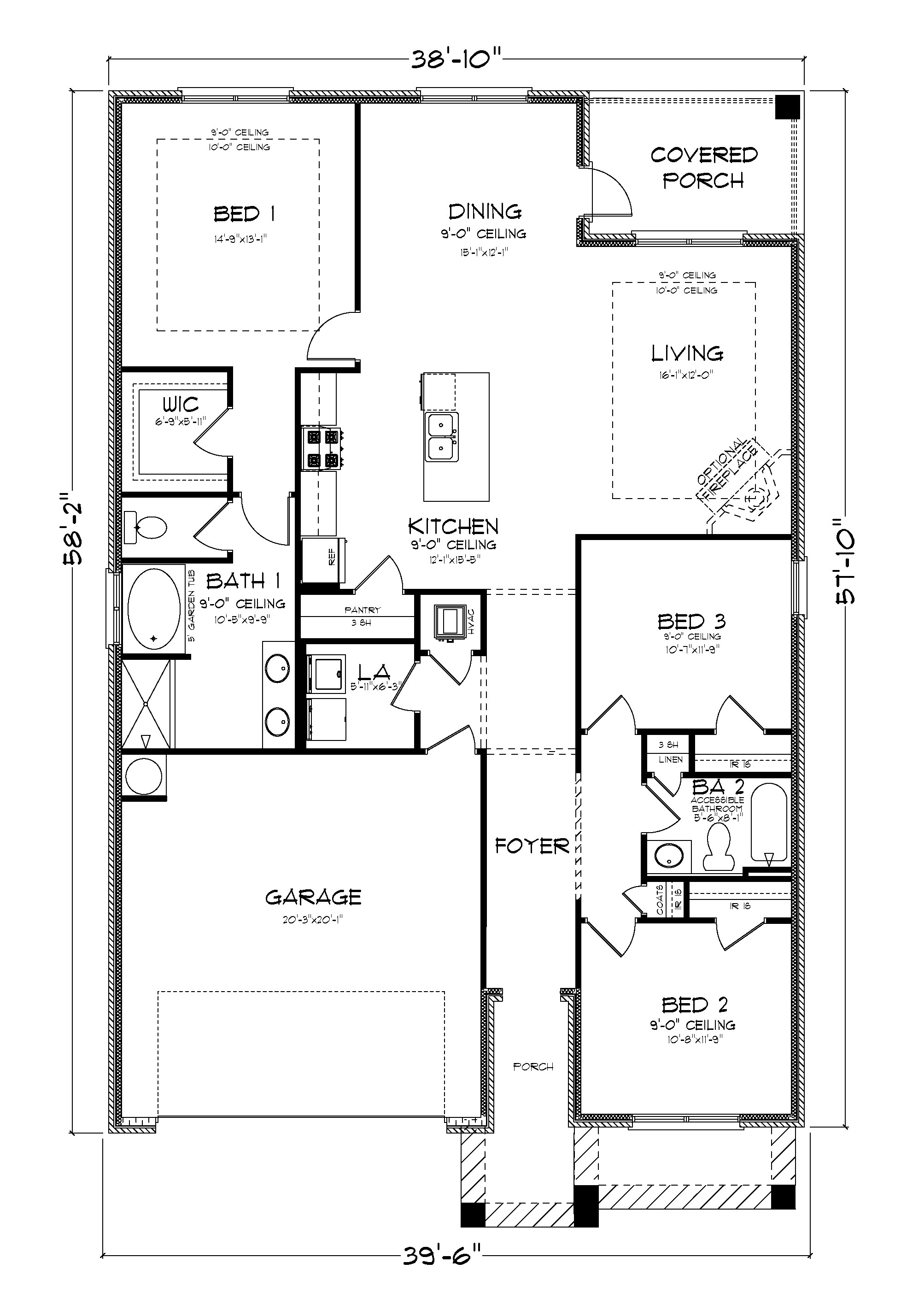 The Lamar floorplan C front entry layout.