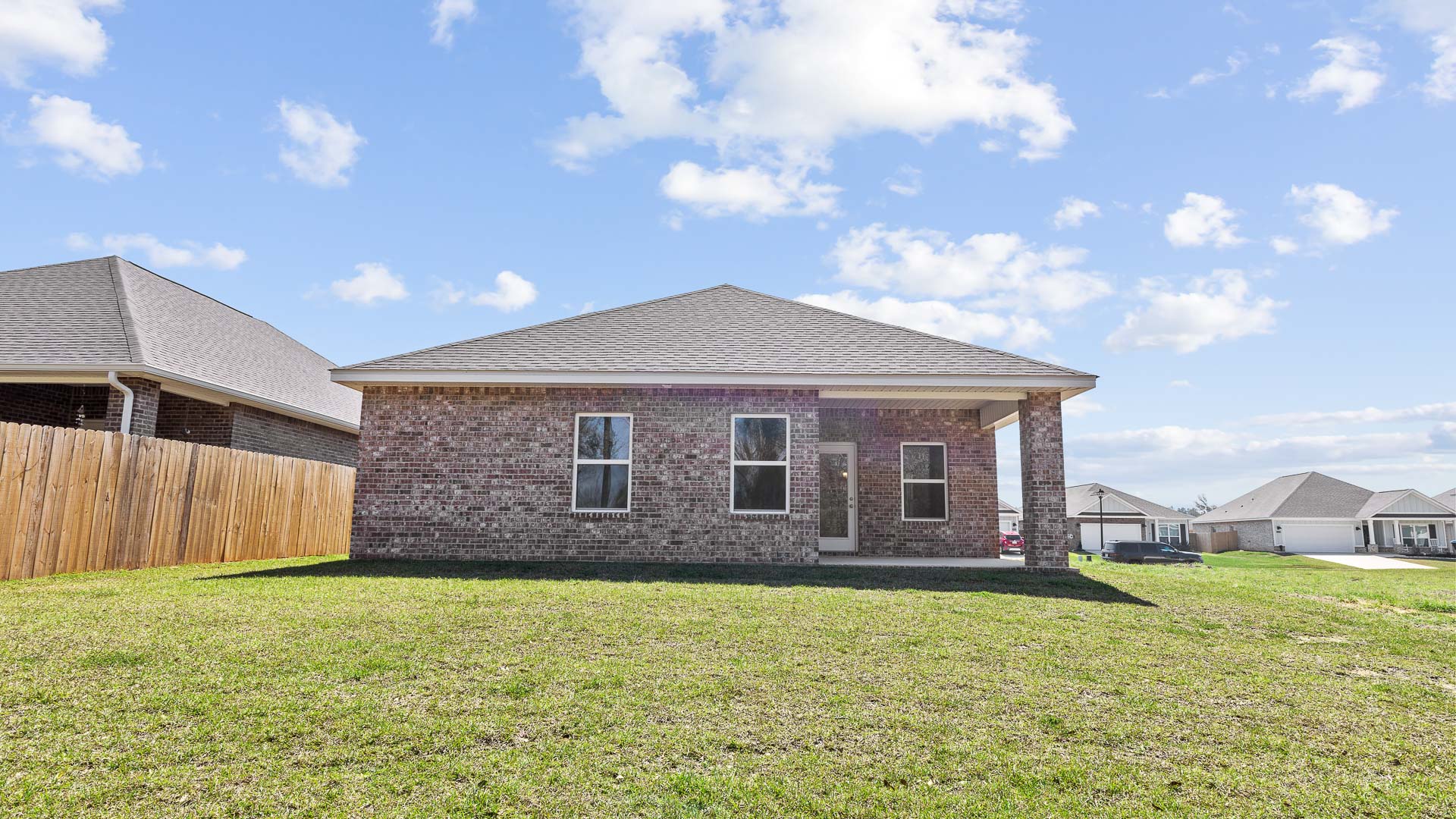 Rear elevation of a new home in Alabama.