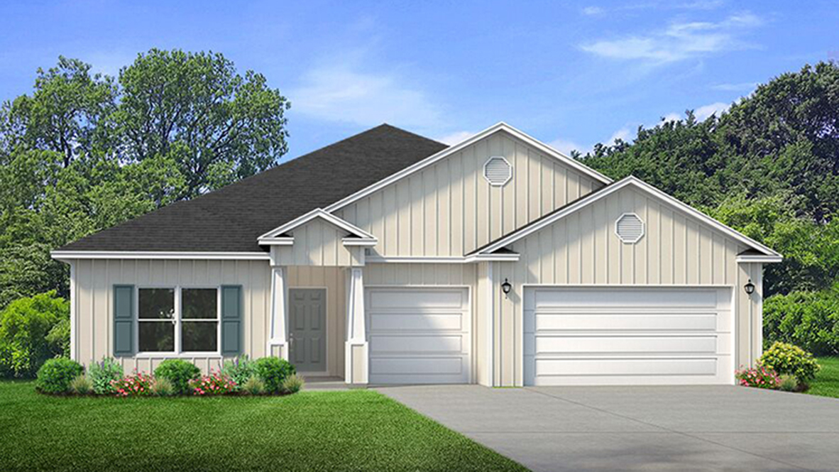 The Camden D8 front elevation in Heritage Lake.