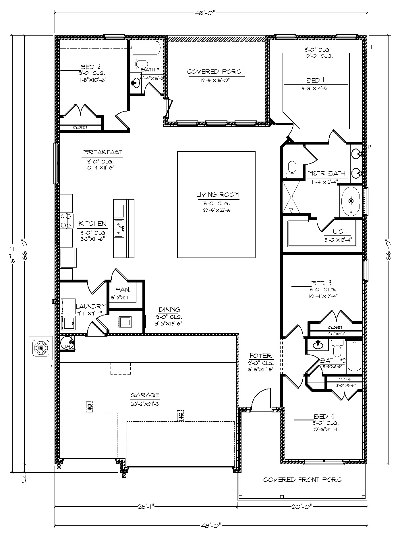 The Destin D front entry floor plan layout.