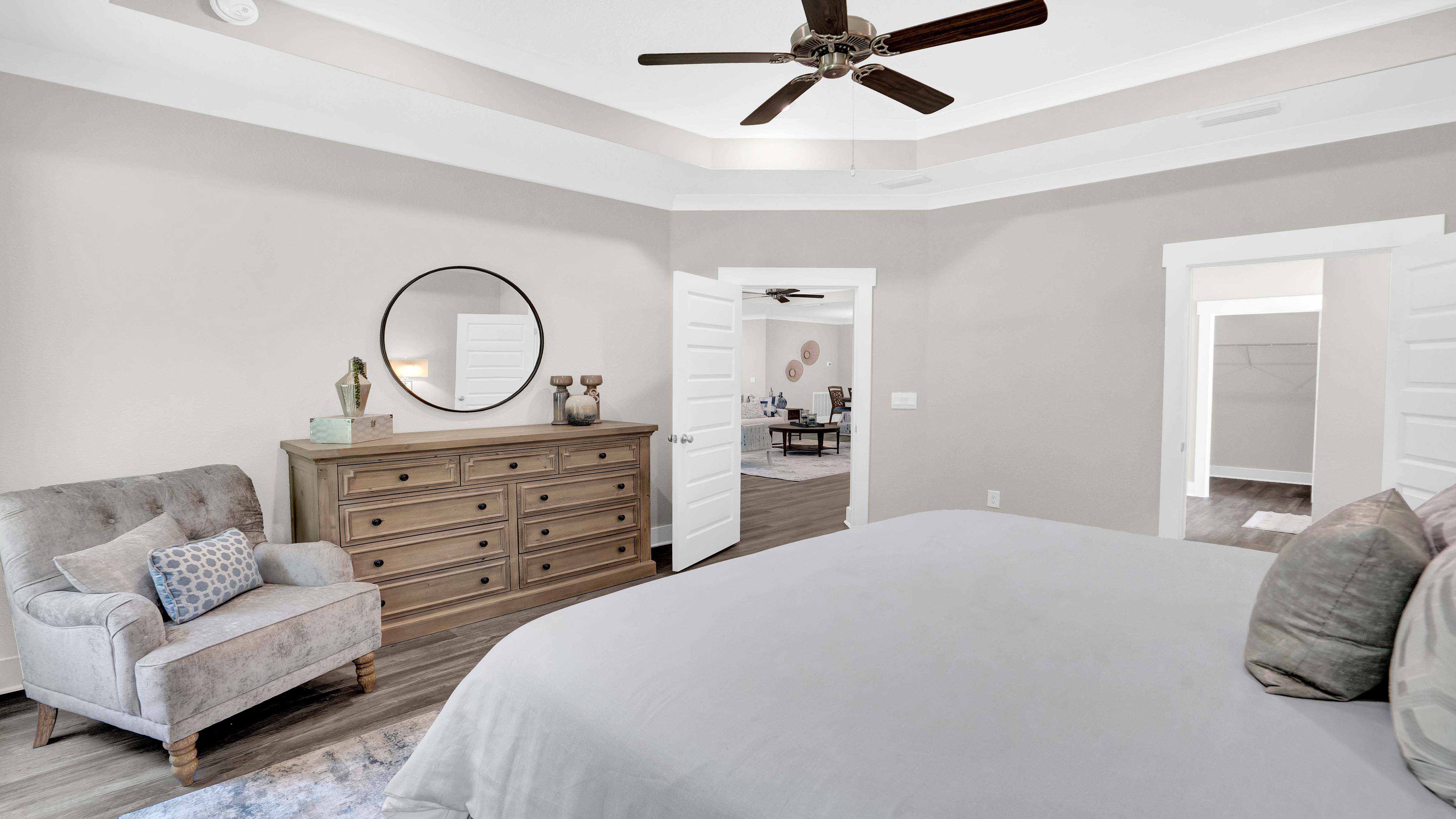 Spacious primary bedroom in a Destin floorplan in Mobile, Al.