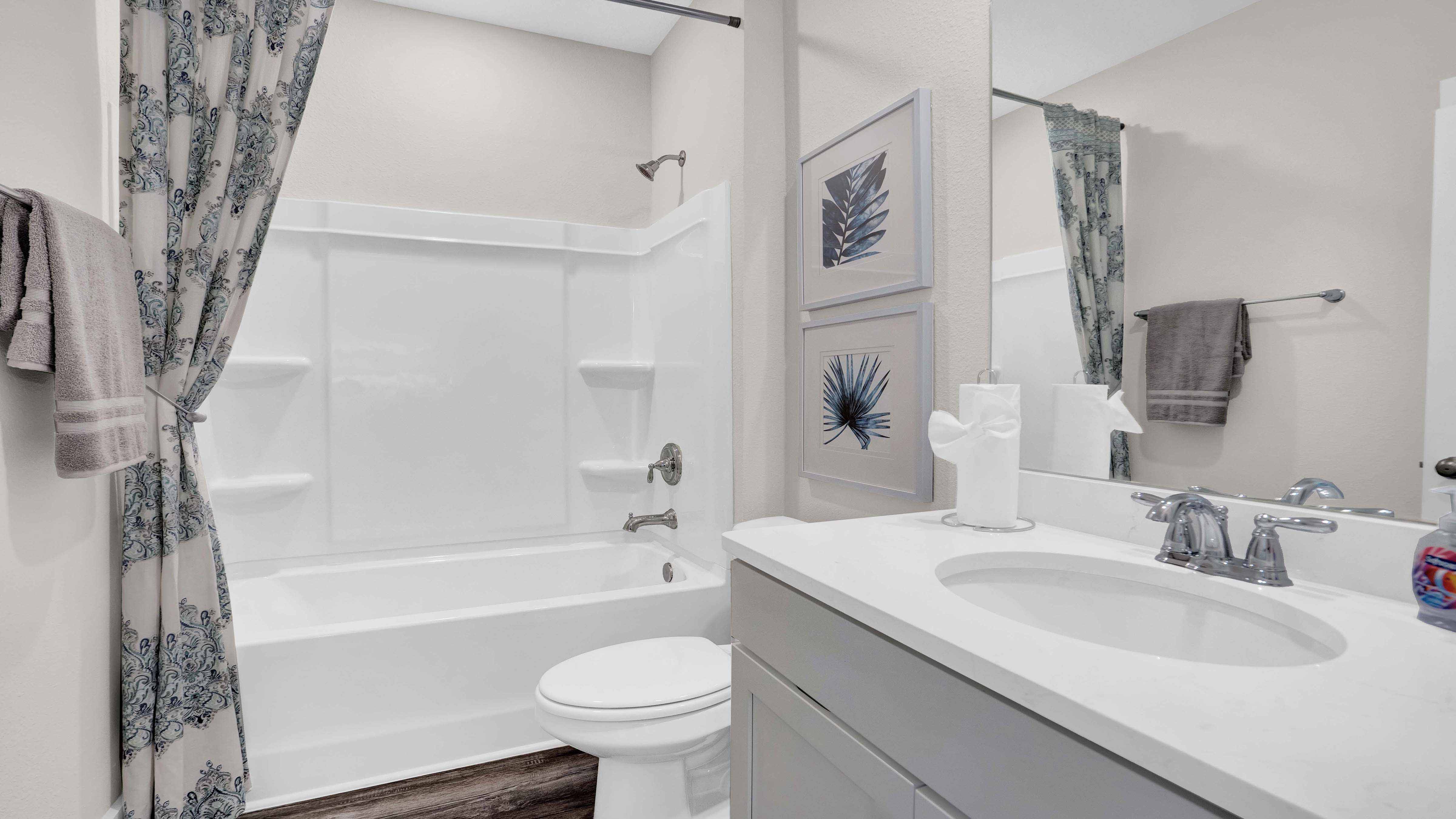 Guest bath in a new DR Horton home in Alabama.