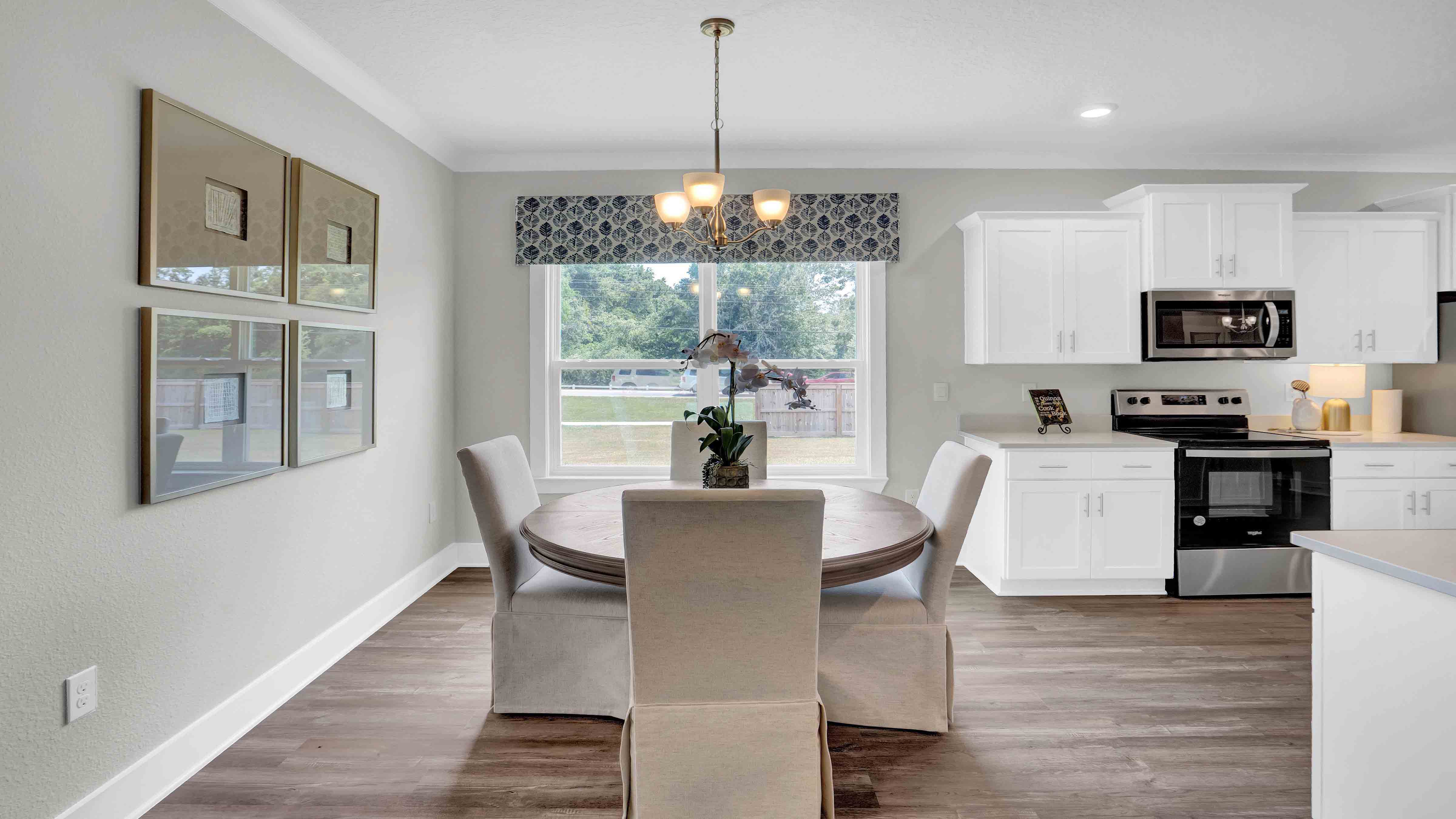 Elegant dining area in a new home near ou.
