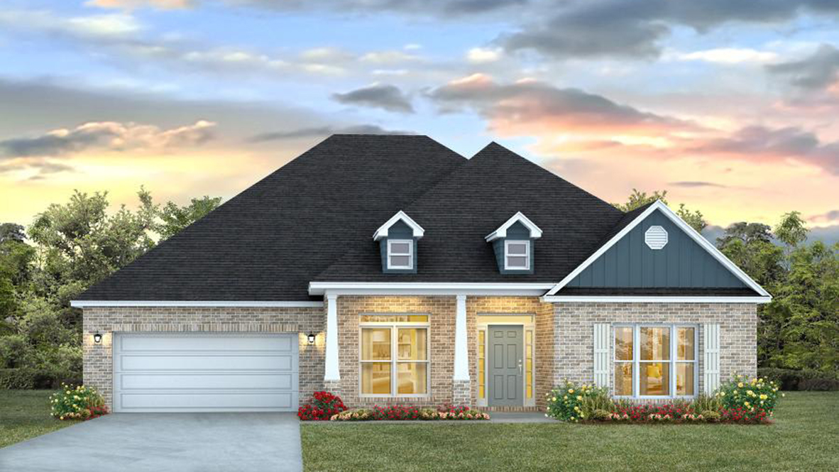 The McKenzie front entry home with two car garage.
