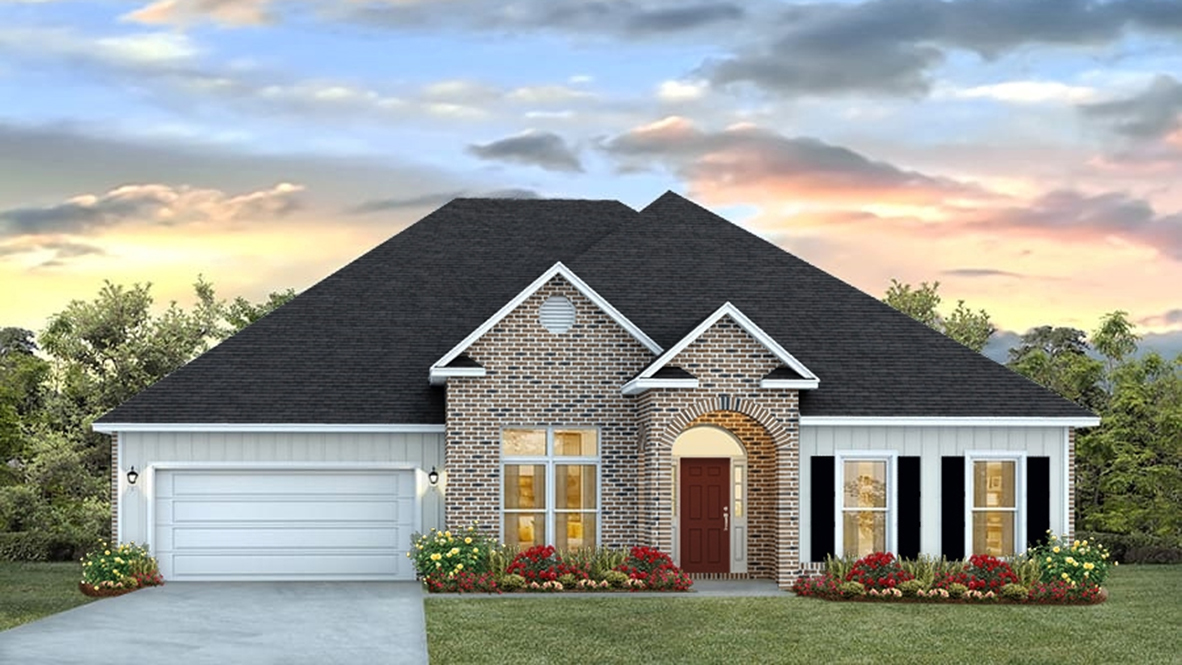 The McKenzie front entry home with two car garage.