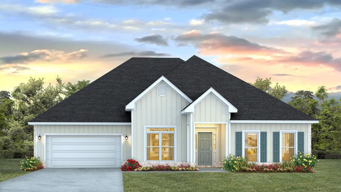 The McKenzie front entry home with two car garage.