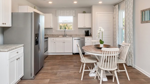 View of the kitchen from the living area.